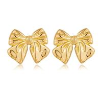 LILIE&WHITE Gold Bow Stud Earrings for Women Vintage Chunky Bow Tie Earrings Boho Trendy Bow Knot Drop Earrings Statement Gold Earrings Jewelry Gifts