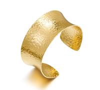 LILIE&WHITE Gold Hammered Cuff Bangle Bracelet for Women - Elegant Textured Design, Hypoallergenic, Non-Fading, Gift for Fashion Enthusiasts