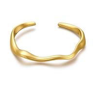 LILIE&WHITE Gold Wave Cuff Bangle Bracelet for Women - Hypoallergenic, Non-Fading Jewelry - Sleek and Elegant Accessory for Women, Gift for Special Occasions