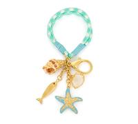 LILIE&WHITE Ocean Theme Bag Charm for Women - Starfish Shell Fish Pendant Keyring with Rope Loop, Hypoallergenic, Non-Tarnish, Stylish Accessory or Gift for Daily Use