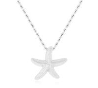 LILIE&WHITE Silver Starfish Necklace for Women - Hypoallergenic, Non-Tarnish, Textured Rope Chain, Ocean-Inspired Statement Jewellery, Elegant Daily Accessory