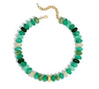 LILIE&WHITE Statement Necklace for Women - Jade-Inspired Round Bead Resin Design, Adjustable Choker, Serene Earthy Tone Jewelry for Mindful Style