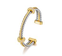 LILIE&WHITE Two Tone Bangle for Women, Elegant Twist Design Bangle with Gold and Silver Elements, Stylish Bangles for Ladies