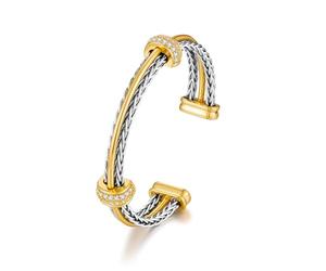 LILIE&WHITE Two Tone Bangle for Women, Elegant Twist Design Bangle with Gold and Silver Elements, Stylish Bangles for Ladies