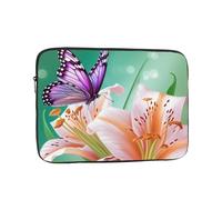 Lilies and Butterfly Laptop Sleeve Bag 12 Inch, Waterproof Shockproof Laptop Case Bag Computer Skin Bags Lightweight Tablet Carrying Case