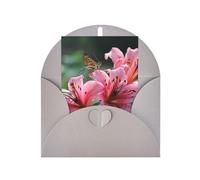 Lilies and Butterfly Print Adorable Blank Cards& Envelopes,Unique Designs Perfect for Festivals, Invitations