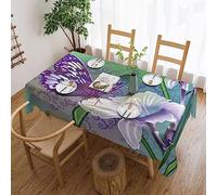 Lilies And Butterfly Print Tablecloth Stain And Wrinkle Resistant Washable Table Cloth Rectangle Table Cover For Kitchen Dining Room Party Home Decoration 140x 180 Cm
