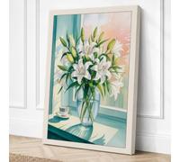 Lilies by the Window Canvas Wall Art Print 24x16 Inch (61 x 41 cm)