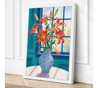 Lilies by the Window Modern Canvas Wall Art Print 36x24 Inch (91 x 61 cm)
