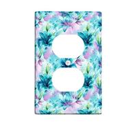 Lilies Duplex Outlet Covers Wall Plate, Floral Nature Leaf Petal Spring Blue Plastic Standard Size Double Power Outlet Cover Plate for Home Living Room New Apartment Decor