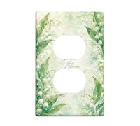 Lilies Duplex Outlet Covers Wall Plate, Floral Watercolor Leaf Droplet Spring Green Plastic Standard Size Face Plates for Electrical Outlets for Living Room Bedroom Home Office Decor
