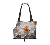Lilies edged with gold Printed pet shoulder bag for going out - small dog and cat dual-purpose shoulder bag