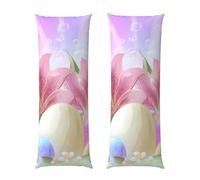 Lilies Eggs Body Pillow Cover with Zipper, Galaxy Easter Decorative Long Body Pillow Case 20x54 Inches, Soft Cushion Covers for Adults Women Men