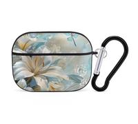 Lilies Flowers Dragonfly Headphone Case Compatible with AirPods Pro PC Shell Carrying Case with Keychain Black-style