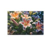 Lilies in Bloom Placemats 6-Piece Set - 12"x18" Hotel Banquet Table Mats, Suitable for Restaurant, Home, Party Decoration