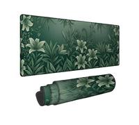Lilies Large Mouse Pad, Botanical Natural Leaf Vine Summer Green Rubber Smooth Big Keyboard Mousepad Idea for Home Office Desk Laptop Gamers Gift 16x36 Inch