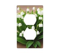 (Lilies of the Valley) 2-Gang Duplex Outlet & Switch Cover Plate Wall Plates with Decorative Design Standard Size 4.5 x 2.76 in for Home Office Decor 1 PCS