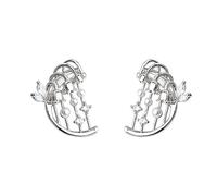 Lilies of the valley Harp Hollow Earrings Silver Set with Natural Pearl and Diamond Niche Light Luxury Earrings