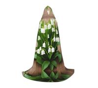 Lilies Of The Valley Hooded Cape For Teenagers, Unisex Cloak Robe Hooded Halloween Costume Satin Witches Vampire Cloak Fancy Dress Up Children