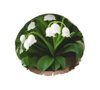 Lilies Of The Valley Print Premium Double Layer Shower Cap For Women With Reusable Shower Cap For Hair - Waterproof Plastic Cap - Shower Caps For Long, Short And Curly Hairs