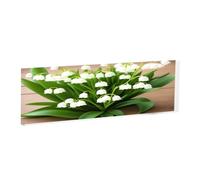Lilies of the Valley -Rectangular Acrylic Table Signs - Clear Custom Nameplates For Office Desk, Restaurant, Events - Smooth Edge Professional Signage.