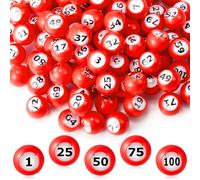 Liliful 100-Piece Raffle Bingo Ball Set - Numbered 1-100 with Easy Read Window, Mini Plastic Balls for Night, and Large Group Activities, Red