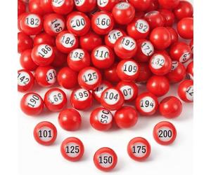 Liliful 100 Piece Raffle Bingo Ball Set Numbered 101-200 with Easy Read Window, Mini Plastic Balls for Night, and Large Group Activities, Red(100pcs,101-200)