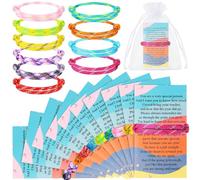 Liliful 100 Sets Graduation Bracelet and Cards Sets Adjustable Braided Students Bracelets Motivational Quotes Cards Organza Bags End of School Gifts for Students from Teachers