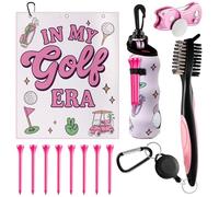 Liliful 12 Pcs Golf Accessories Kit, Include Golf Ball Bag with Hook Towel Tees Magnetic Ball Marker Divot Tool Cleaner Brush for Women Man Gifts(Cartoon,Pink)