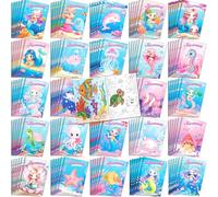 Liliful 144 Pcs Mermaid-Themed Coloring Book Bulk for Kids Mini Mermaid Theme Drawing Book with Sea Creature Shell Patterns Ocean Party Favors Goodie Bag Filler and Holiday Gifts