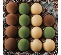 Liliful 15 Pcs Christmas Balls, Flocked Christmas Tree Ornaments Plastic Ornament Balls 3.15 Inch Xmas Decorative Hanging Ornaments Christmas Tree Decoration for Xmas Tree (Brown, Green, Beige)