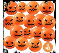 Liliful 16 Pcs Halloween Pumpkin Ball Inflatable Pumpkin Decorations Jack O Lantern Inflatable Halloween Decorations for Indoor Outdoor Halloween Carnival Beach Birthday Party Decorations