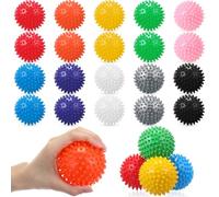 Liliful 20 Pcs Spiky Massage Balls for Feet, Back, Hand Massage Roller Squeeze Balls Plantar Fasciitis Ball Bulk for Foot Hand Therapy, 10 Colors 3 Inch Multipack