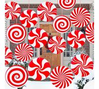 Liliful 24 Pcs Outdoor Candy Cane Double Sided Lawn Christmas Decorations Christmas Large Candy Yard Decorations Hanging Christmas Ornaments Outdoor Large Signs for Porch and Tree Xmas Holiday Decor