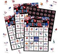 Liliful 35 Pcs 4th of July Bingo Game Cards 24 Players Patriotic Bingo Cards Independence Day Game for July 4th Party Card Games School Classroom Games Patriotic Party Favors Supplies(Flag)