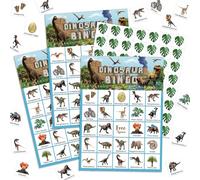 Liliful 35 Pcs Dinosaur Bingo Games 24 Player Jungle Dino Bingo Cards for Classroom Activities Holiday Dinosaur Birthday Party Favors Supplies