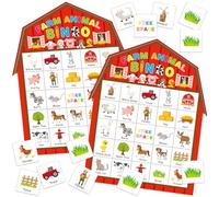Liliful 35 Pcs Farm Party Bingo Game Farm Animals Game 24 Players Barnyard Birthday Bingo Cards Farm Barn Games for Kids Adults Family School Classroom Activities Farm Themed Party Favors Decoration