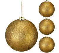 Liliful 4 Pieces 5.9 Inch Large Outdoor Christmas Ornaments Plastic Jumbo Fillable Balls Ornament Big Xmas Tree Hanging Decoration for Home Outside Holiday Lawn Yard Party (Glitter Gold)