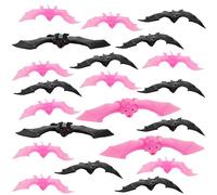 Liliful 50 Pcs 2 Size Halloween Hanging Bats Decorations Creepy Flying Rubber Bats Decor Realistic Figurine for Halloween Indoor Outdoor Party Supplies Prank Toy Haunted Decoration (Pink Black)