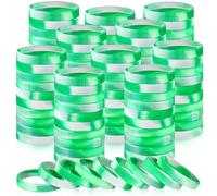 Liliful 50 Pcs Plain Silicone Rubber Bracelets Elastic Rubber Wristbands Blank Colored Bracelet Sports Bands for Stretch Wristband Wrist Bands for Women Men Party Gifts(Green and White)