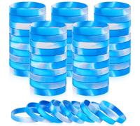 Liliful 50 Pcs Plain Silicone Rubber Bracelets Elastic Rubber Wristbands Blank Colored Bracelet Sports Rubber Bands for Stretch Wristband Wrist Bands for Women Men Party Gifts (Blue and White)