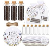 Liliful 50 Sets Baby in Bloom Baby Shower Party Favors, No Seed | Small Seed Organizer Glass Bottles with Cork Stopper with Thank You Tags and Organza Bag Gender Reveal Party for Guests
