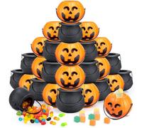 Liliful Halloween Mini Witch Cauldron Pumpkin Bucket Small Spooky Halloween Candy Cauldron Pot Portable Pumpkin Mini Buckets Halloween Bucket for Halloween Party Favors(72 Pcs)