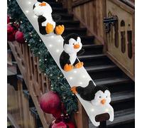 Liliful Penguin Stairway Holiday Decoration Set - Fake Snow Carpet with Sliding Penguin and LED String Light for Christmas Supplies Winter