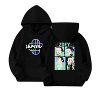 LILIHOT hoodie Girl Y2k Top Pullover with Pocket Hip Hop Streetwear Oversized Hooded Long Sleeve Sweatshirt Cartoon Print Unisex Kids（#C Black，9-10 Years