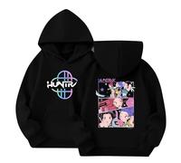 LILIHOT Hoodies for Kids Girls Boys Y2k Tops Pullover Hip Hop Streetwear Oversized Cartoon Print Hooded Long Sleeve Sweatshirt with Pocket Unisex Kids（#C Black，11-12 Years