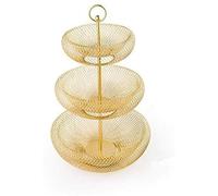 LILIKY Metal Mesh Countertop Fruit Bowl Vegetables Snacks Bread Display Stand Household Storage Rack Practical Wire Basket For Kitchen And Storage 3-Tier Gold Fruit and vegetable rack (Color : Gold)