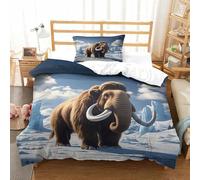 LILIlaobiao 135x200cm Mammoths Duvet Cover Set With Hidden Zipper, Single Quilt Cover Mammothoth with 1 Pillowcase, prehistoric animal Comforter Cover for Kids