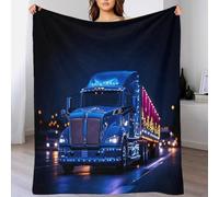 LILIlaobiao 3D American Truck Flannel Blanket for Bed Super Soft 18-Wheeler Peterbilt379 Blanket for Fall & Winter, No Pilling, No Shedding, Lightweight Decorative Fuzzy Plush Bedding for Couch