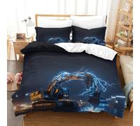 LILIlaobiao 3D Diggers Print Duvet Cover Set Breathable Excavators Bedding Set, Fashionable Quilt Cover Set for Kids & Adults Decoration Kids Comforter Cover Double（200x200cm）